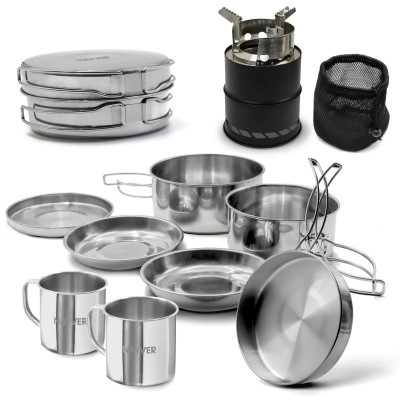 Faith Woodburner Outdoor Kochset - mobiler Holzkocher inkl. Geschirr