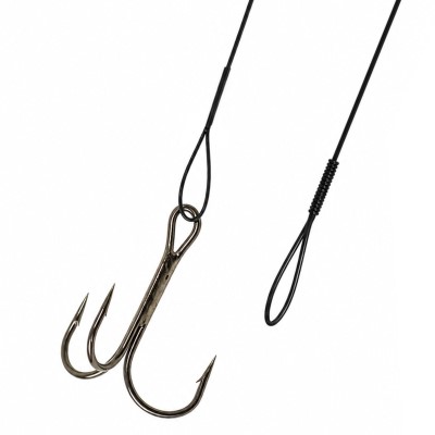 DLT Steel Leaders with Treble Hook on Card - Stahlvorfächer mit Drilling 3 Größen - 30 Stück