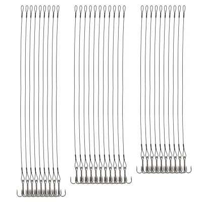 DLT Steel Leaders with Treble Hook on Card - Stahlvorfächer mit Drilling 3 Größen - 30 Stück