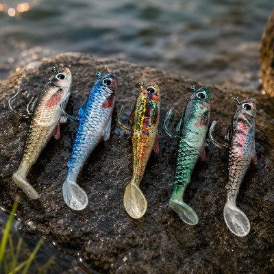 Fish-XPro Flash Lure Set - Gummifisch 8,5cm - 18g - 5 Farben