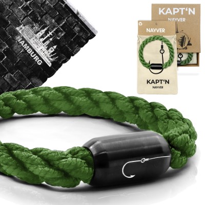 NAYVER KAPT´N Hook mit Geschenkbox - Armband + Geschenkbox Olive-Schwarz - 16cm