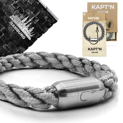 NAYVER KAPT´N Hook mit Geschenkbox - Armband + Geschenkbox Grau-Silber - 20cm
