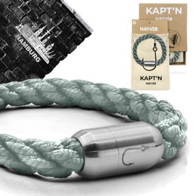 NAYVER KAPT´N Hook mit Geschenkbox - Armband + Geschenkbox Hellblau-Silber - 22cm