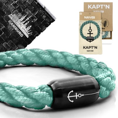NAYVER KAPT´N Anchor mit Geschenkbox - Armband + Geschenkbox Blau-Schwarz - 16cm
