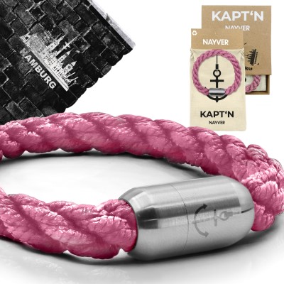 NAYVER KAPT´N Anchor mit Geschenkbox - Armband + Geschenkbox Hellpink-Silber - 18cm
