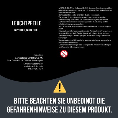 Leuchtpfeile 30cmx20cm, 25Stück, neonrot Leuchtpfeile 30x20cm, 25Stück, neonrot