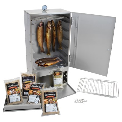 Eversmoke Räucherofen Set Edelstahl Räucherofen Magnum VA inkl. Mehl, Lake & Thermometer, 46x28x86cm - 1Stück