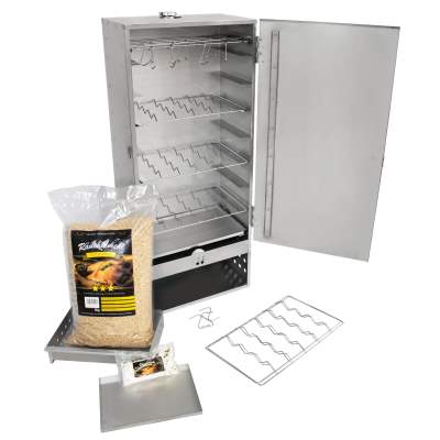 Eversmoke Räucherofen Set Edelstahl Jumbo VA inkl. Mehl, Lake & Thermometer 46x28x110cm