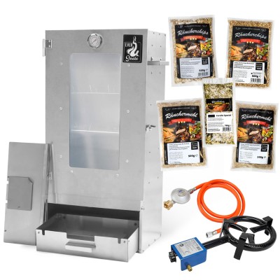 Eversmoke Räucherofen Excellent II (galvanisiert) Medium Gas Sichtfenster & Thermometer - 44x28x80,5cm