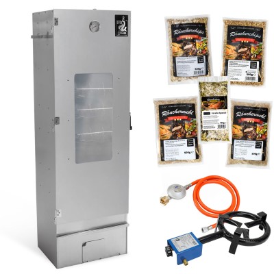 Eversmoke Räucherofen Excellent II (galvanisiert) Large Gas Sichtfenster & Thermometer - 44x28x120cm