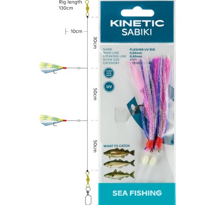 Kinetic Sabiki Flasher UV - Meeresvorfach Purple/Pink/Silver - 130cm - #7/0 - 1 Stück