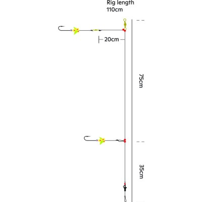 Kinetic Sabiki Tournament Surf Spin&Turn - Brandungsvorfach Yellow - 110cm - #1/0 - 1 Stück