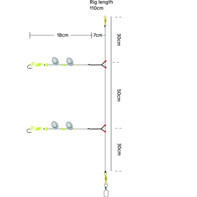 Kinetic Sabiki Fish Fry - Boots- & Brandungsvorfach Pearl/Chartreuse Fry - 110cm - #1/0 - 1 Stück