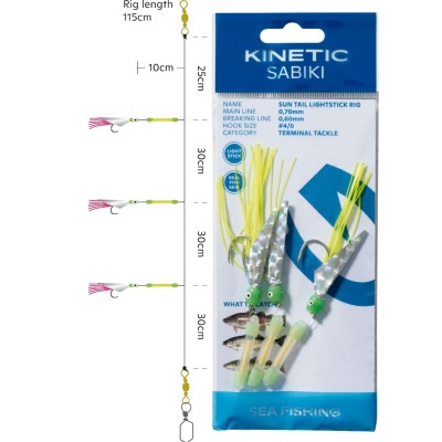 Kinetic Sabiki Sun Tail Lightstick - Meeresvorfach Yellow/Green - 115cm - #4/0 - 1 Stück