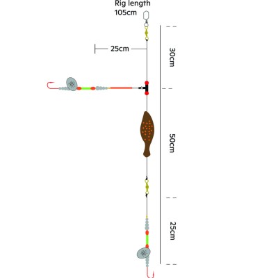 Kinetic Sabiki Flatdab Lightstick - Plattfischvorfach Red/Brown - 110cm - 90g - #2 - 1 Stück