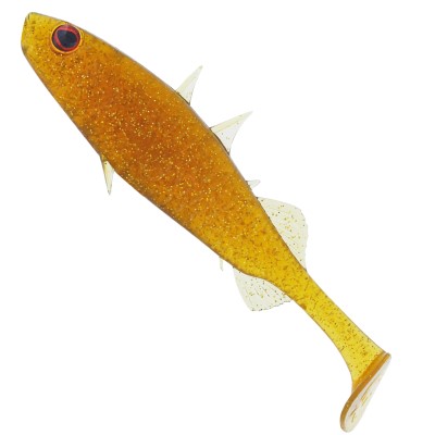 Westin Stanley the Stickleback Shadtail - Gummifisch Motoroil Gold - 7,5cm - 4g - 3 Stück