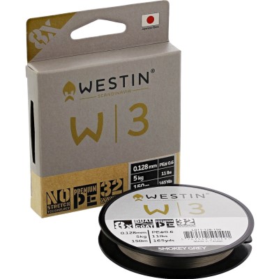 Westin W3 Braid 150m - Geflochtene Schnur Smokey Grey - 0,205mm - 10,1kg - 150m