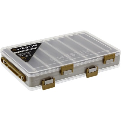 Westin W3 Lure Box Double Sided - Wobblerbox Grey/Clear - S6 - 20.5 x 17 x 4.8 cm - 1 Stück