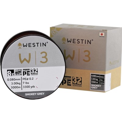 Westin W3 8 Braid Smokey Grey - Geflochtene Schnur Smokey Grey - 0,08mm - 3kg - 3000m
