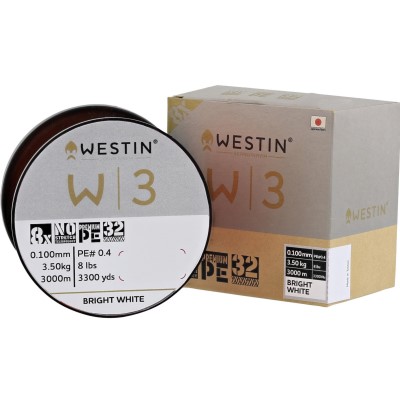 Westin W3 8 Braid Bright White - Geflochtene Schnur Bright White - 0,10mm - 3,5kg - 3000m