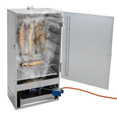 Eversmoke Räucherofen Set Edelstahl Räucherofen Magnum VA inkl. 5,5kW Brenner, Mehl, Lake & Thermometer, 46x28x86cm - 1Stück