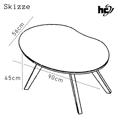 Couchtisch Niere 0315-C - creme - 90cm