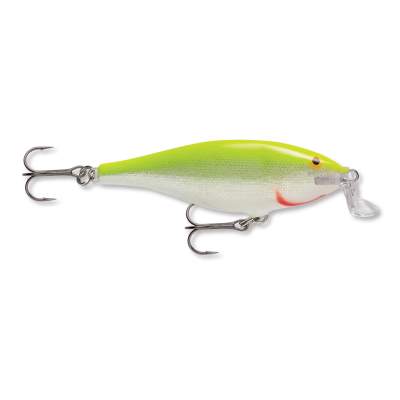 Rapala Shallow Shad Rap Wobbler 7,0cm Silver Fluorescent Chartreuse (SFC), 7g, floating, 1 Stück