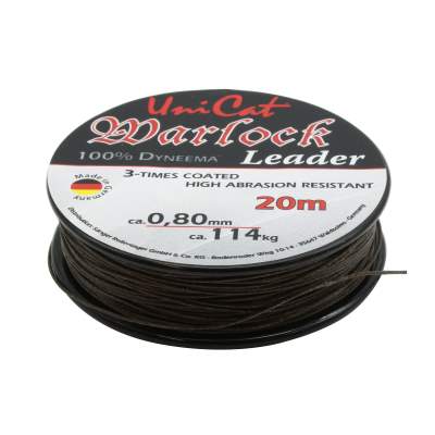 UniCat Warlock Leader 20m, 0,80mm, 114kg, Waller Vorfachschnur, 100% Dyneema