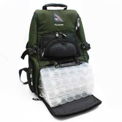 Iron Claw Packer, Angelrucksack inkl. 4 Boxen - 33x20x45cm