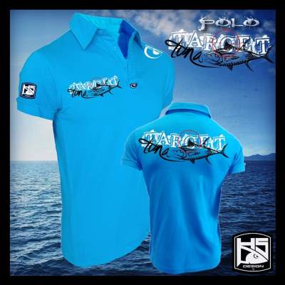 Hotspot Design Polo Shirt Tuna Target Gr. XL sky blue - Gr.XL - 1Stück