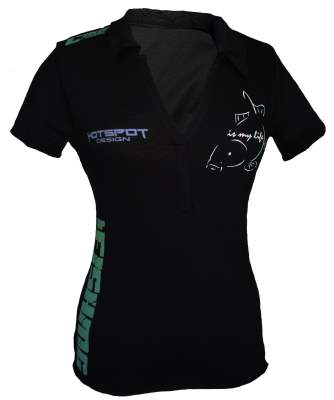 Hotspot Design Damen Polo Shirt Carpfishing Gr. L black - Gr.L - 1Stück