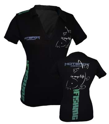 Hotspot Design Damen Polo Shirt Carpfishing Gr. M black - Gr.M - 1Stück