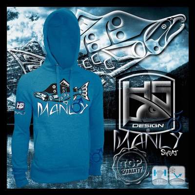 Hotspot Design Hoodie Sweatshirt Salmon Manly Gr. XXL, sky blue - Gr.XXL - 1Stück