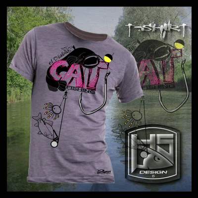 Hotspot Design T-Shirt Waller Cat Fishing Gr. M, violet - Gr.M - 1Stück