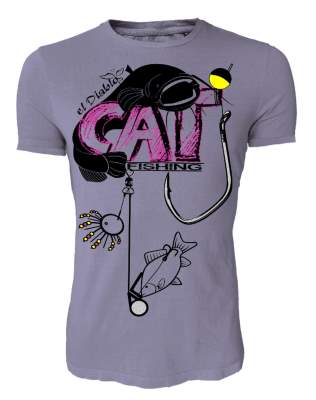 Hotspot Design T-Shirt Waller Cat Fishing Gr. XL, violet - Gr.XL - 1Stück