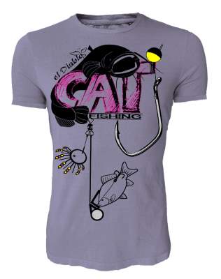 Hotspot Design T-Shirt Waller Cat Fishing Gr. XL violet - Gr.XL - 1Stück