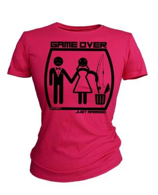 Hotspot Design Damen T-Shirt Game Over Just Married Gr. L fuchsia - Gr.L - 1Stück