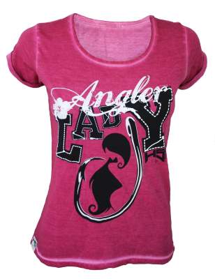 Hotspot Design Damen T-Shirt Lady Angler Gr. XS pink - Gr.XS - 1Stück