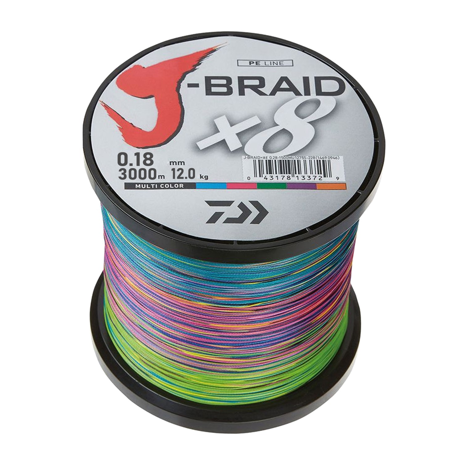 Daiwa JBraid X8 1m Geflochtene Schnur multicolor TK12,0kg 0,18mm 1m