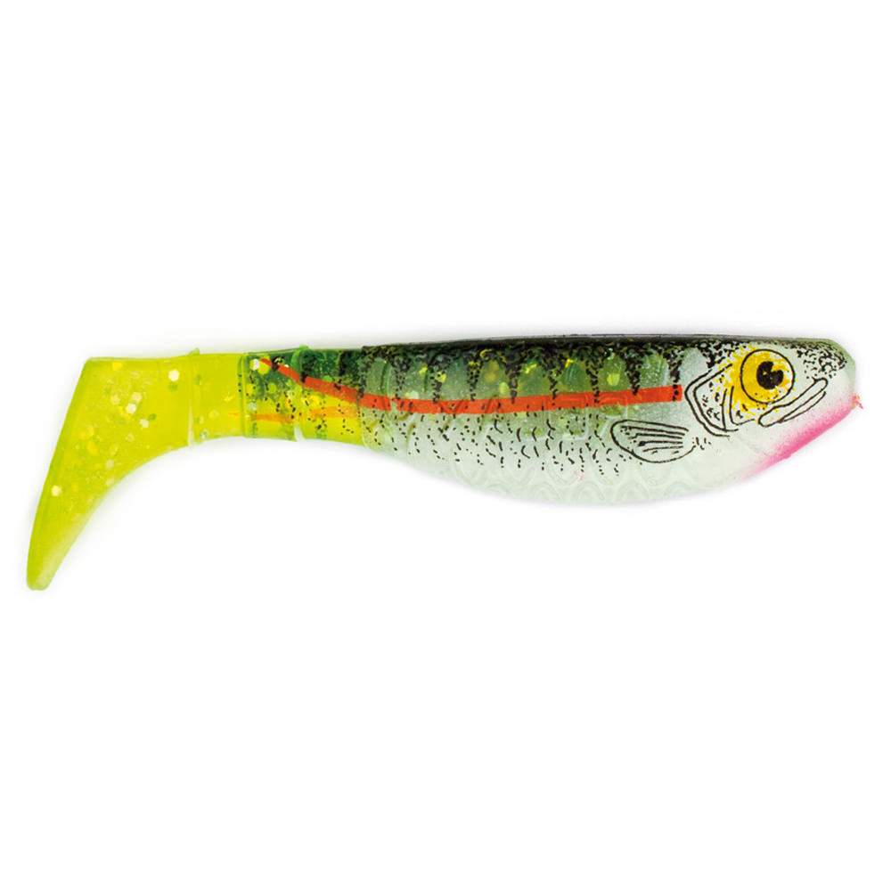 Leurre de pêche en caoutchouc - Jaune fluorescent - 90 mm