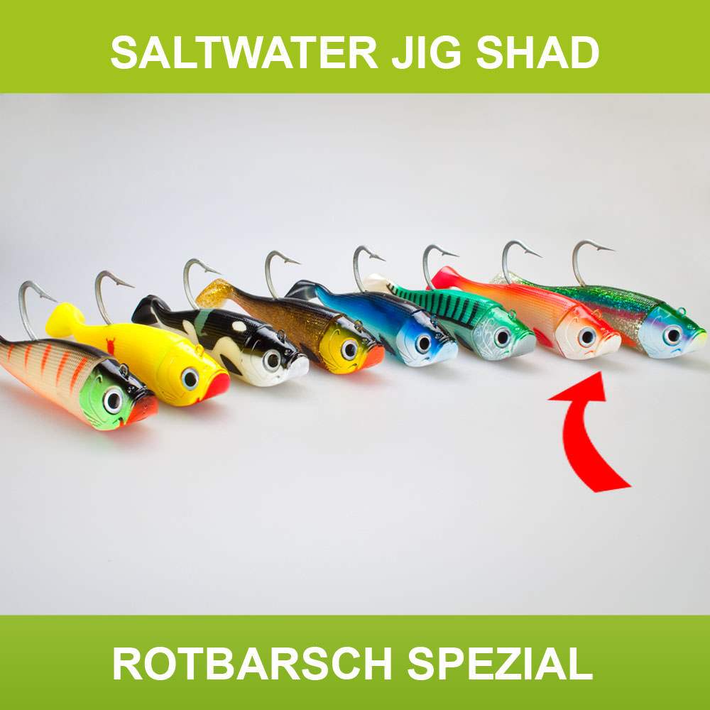 Jig Shad Gummifisch Pilker + 2 Shads Dorsch Heilbutt Köder Norwegen Meeresangeln - Bild 17 von 20