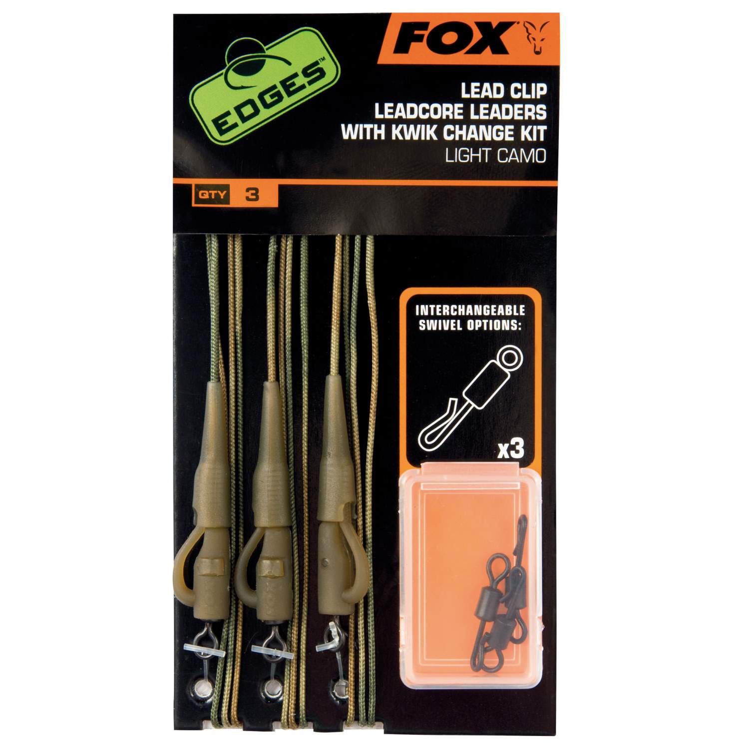 Fox Edges Trans Khaki Tubing Leadclip Rigs Kwik Change Kit 750mm Wirbel Clips