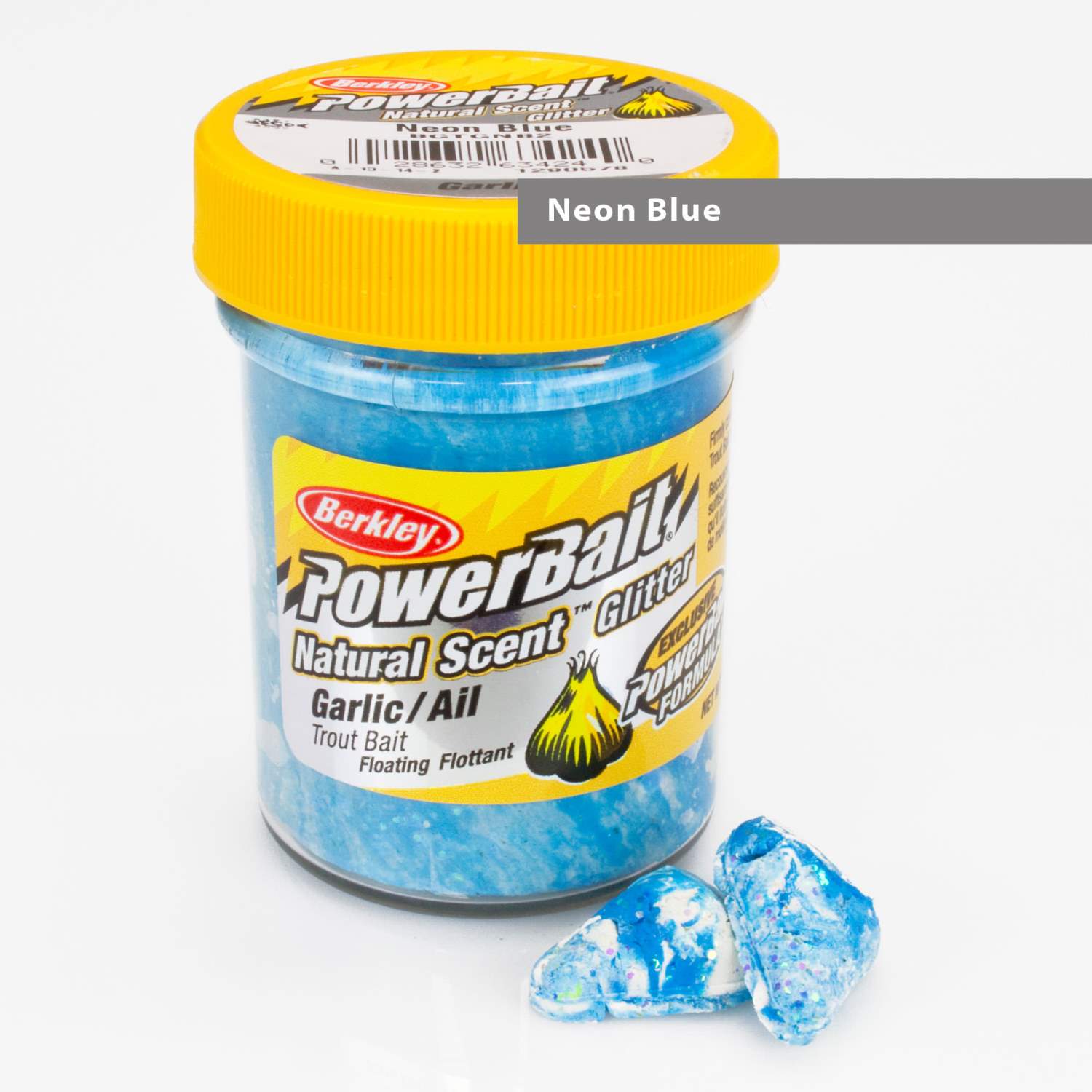 Berkley Powerbait Natural Scent Trout Bait Glitter Garlic Neon Blue