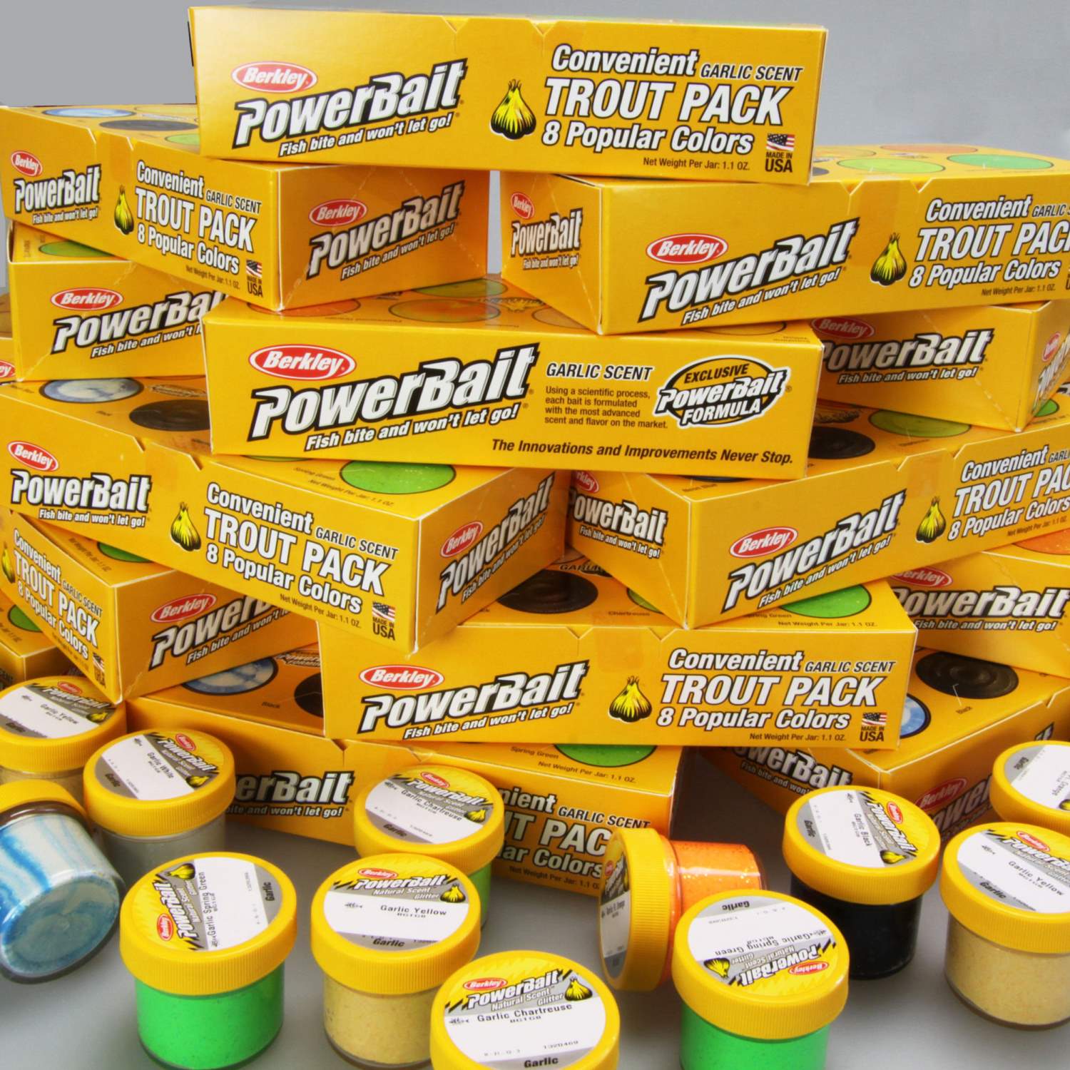 Berkley Powerbait Garlic Trout Scent Glitter 8er Pack Forellenteig