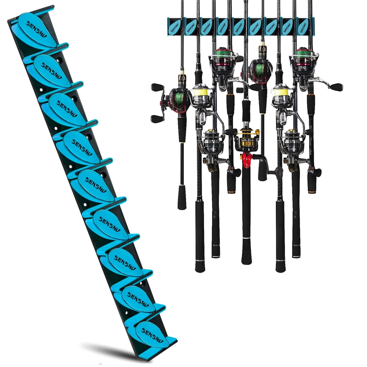 Senshu 9X Wandrutenhalter – Rutenständer für 9 Ruten – Platzsparend Wand