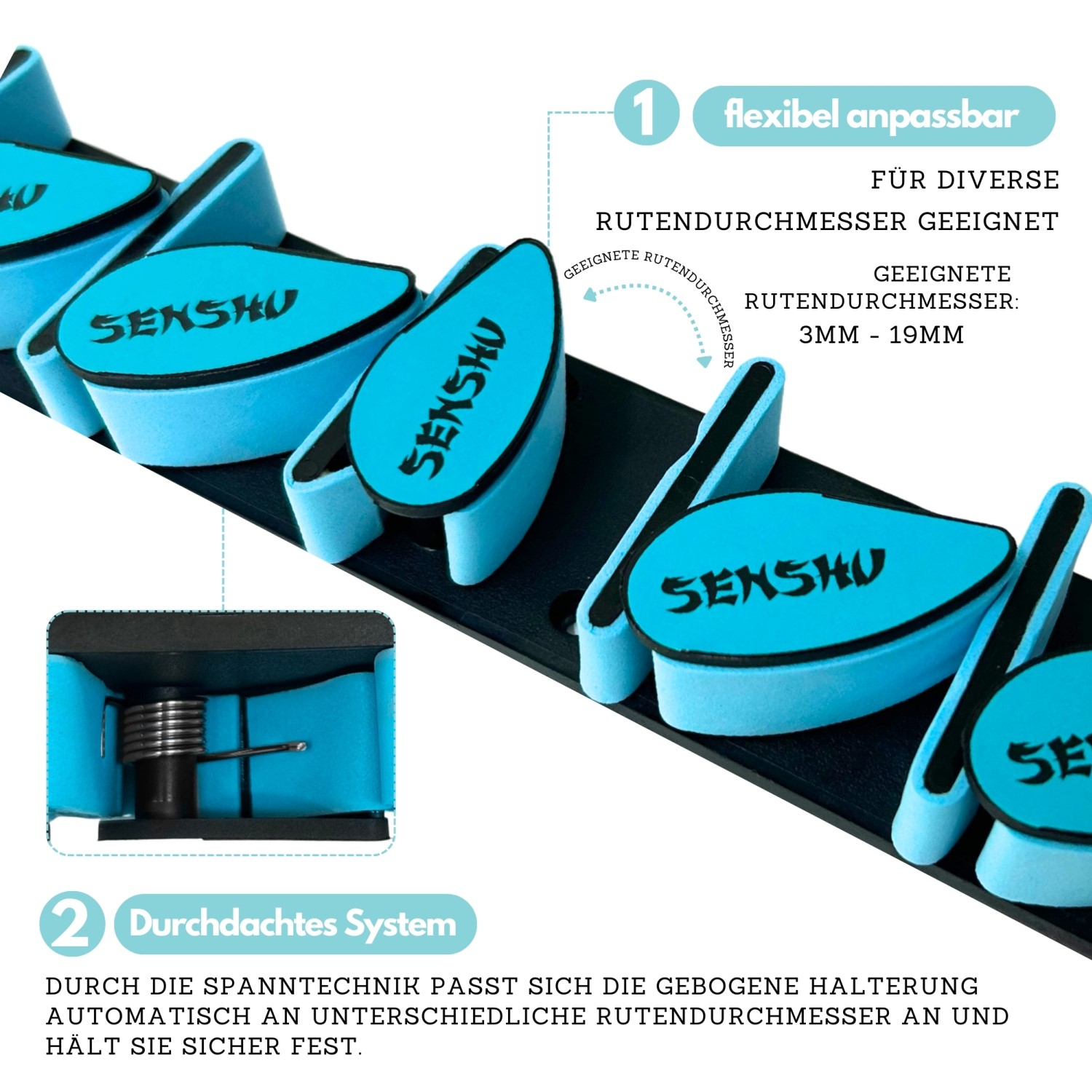 Senshu 9X Wandrutenhalter – Rutenständer für 9 Ruten – Platzsparend Wand - Produktbild 3