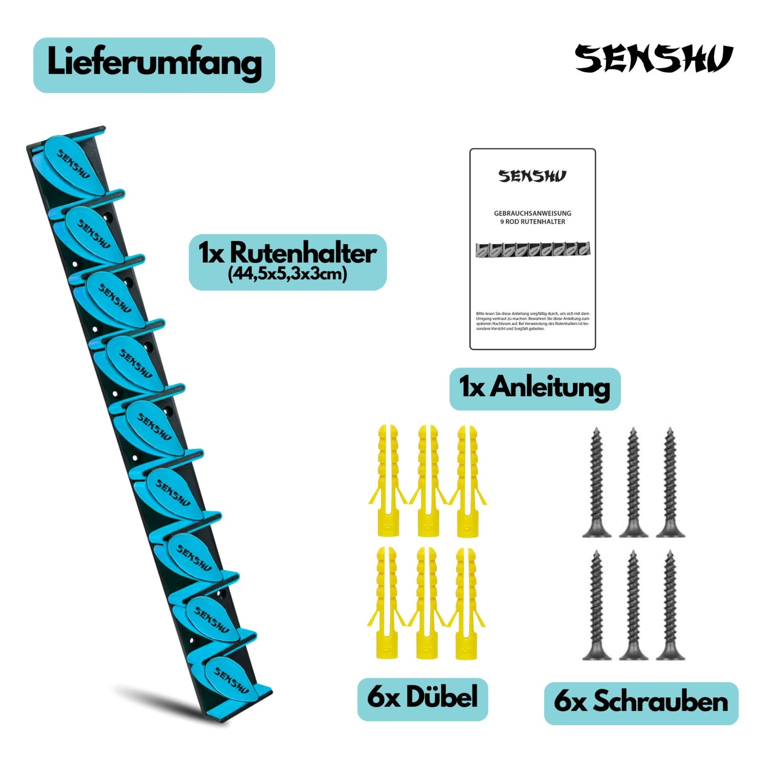 Senshu 9X Wandrutenhalter – Rutenständer für 9 Ruten – Platzsparend Wand - Produktbild 5