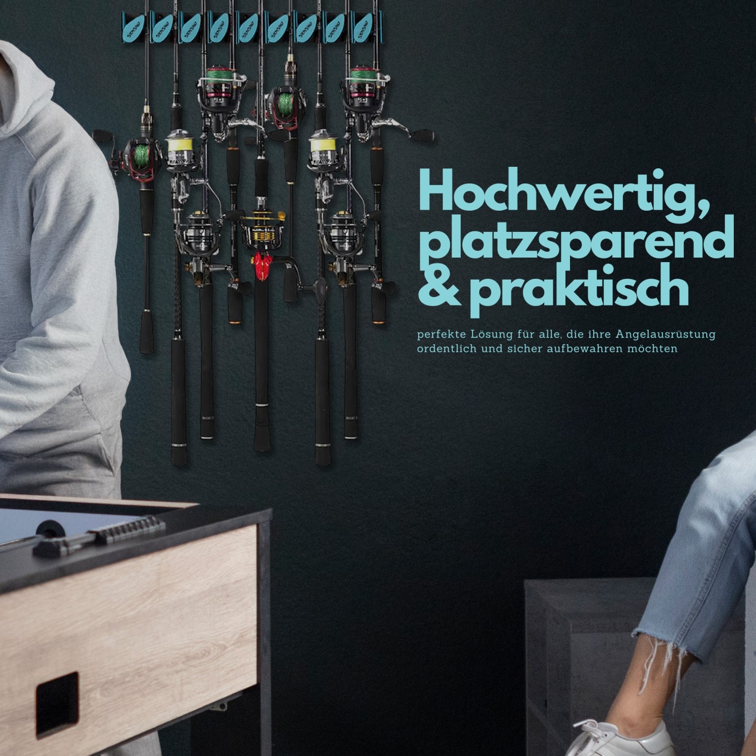 Senshu 9X Wandrutenhalter &ndash; Rutenständer für 9 Ruten &ndash; Platzsparend Wand