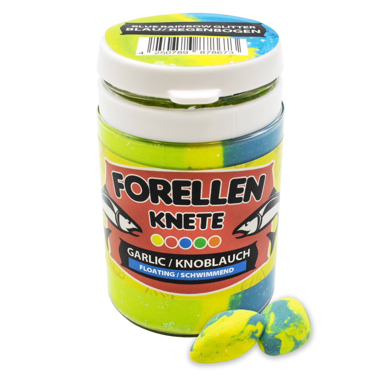 (71 80 €/ kg) Forellenknete 12 Farben! Forellenteig Glitter Knoblauch Trout Bait BX10503