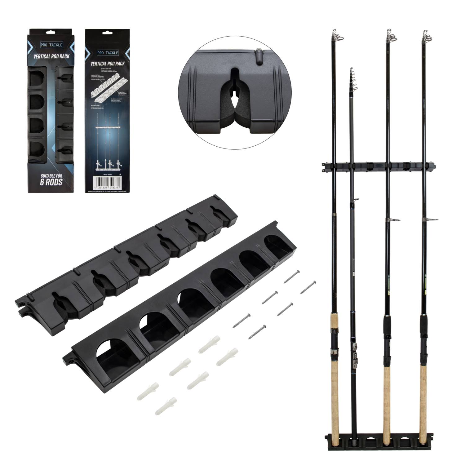 Pro Tackle Rod Rack Wandrutenhalter fr 6 Ruten